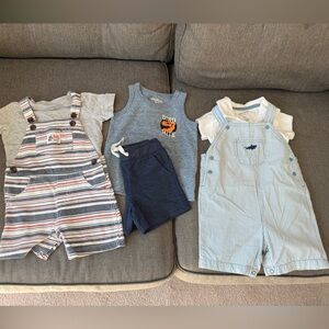 Baby Boy Summer bundle Overalls Sets and tank and shorts